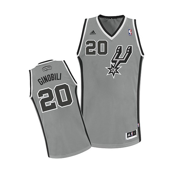 Manu Ginobili Authentic Throwback NBA Jersey - Grey Adidas Spurs Jersey